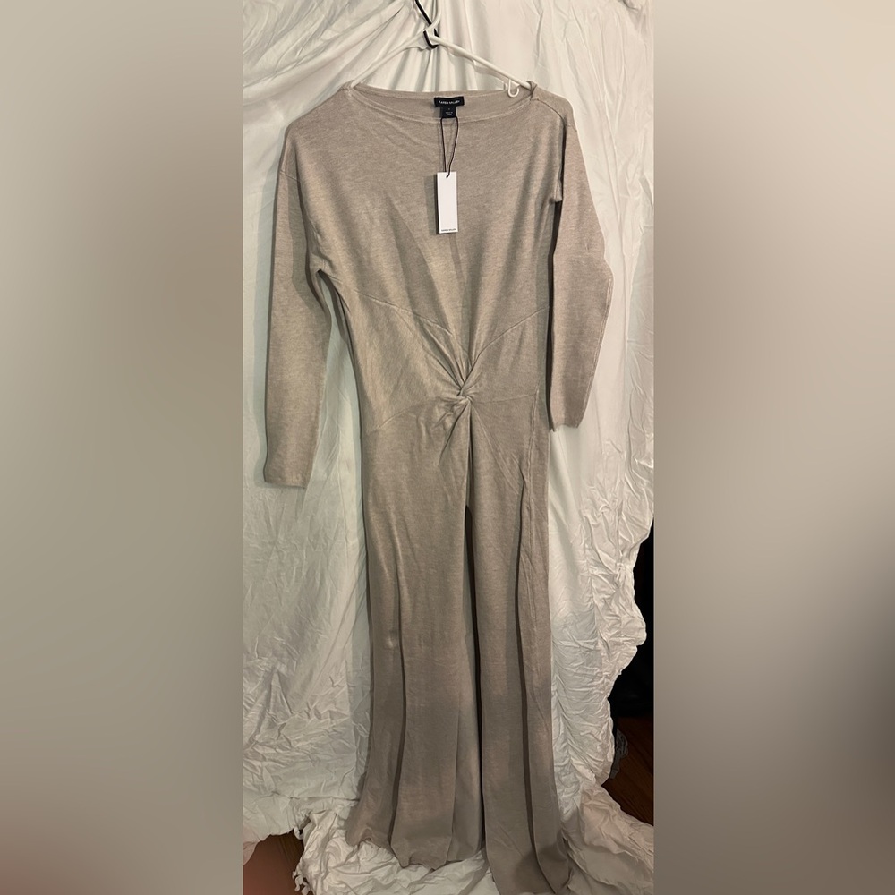 Karen Millen Womens Viscose Blend Twist Knot Cold Shoulder Knitted Maxi Dress